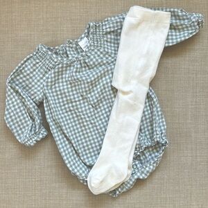 Carter’s Gingham Bubble Romper with Tights